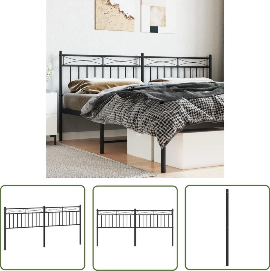 The Living Store Hoofdbord Klassiek Metaal 187 x 3 x 91 cm Zwart Hoofdbord Hoofdbekleding Beddecoratie Klassiek Hoofdbord Metalen Hoofdbord - Foto 2