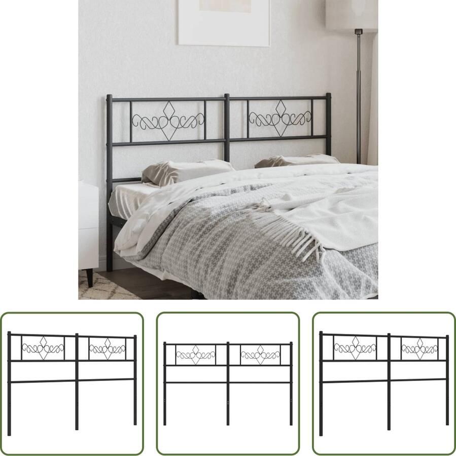 The Living Store Hoofdbord Klassiek Metalen constructie 156x90 cm Zwart