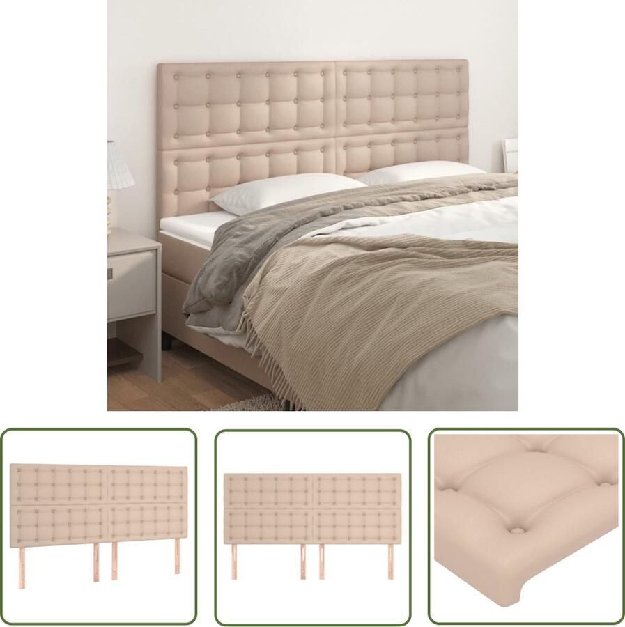 The Living Store Hoofdborden 4 st 90x5x78 88 cm kunstleer cappuccinokleurig Hoofd Bord Hoofdkussen Beddecoratie Klassiek Meubilair Bruine Kamer - Foto 2