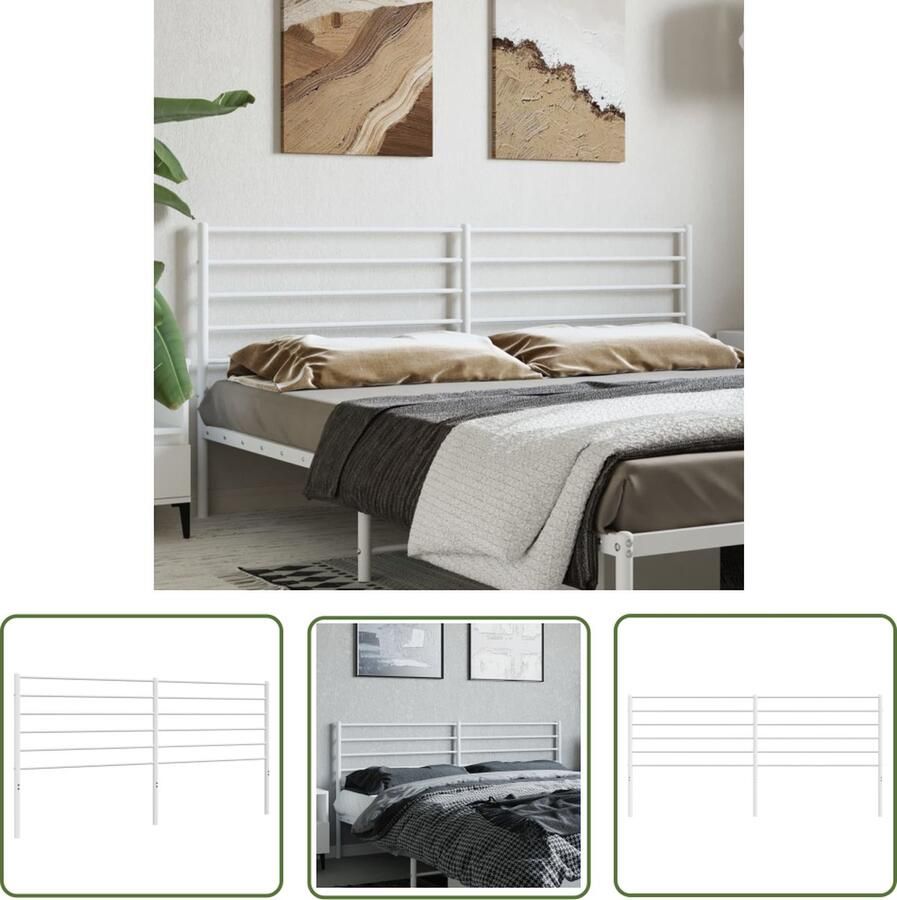 The Living Store Hoofdbord Klassiek Wit 187 x 3 x 90 cm Staal Hoofdbord Hoofdboard Beddecoratie Slaapkamervloer Vintage Meubels