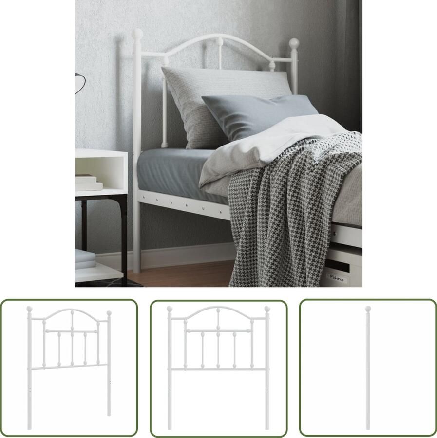 The Living Store Hoofdbord Klassiek Wit 80 x 3 x 97 cm Robuuste metalen constructie