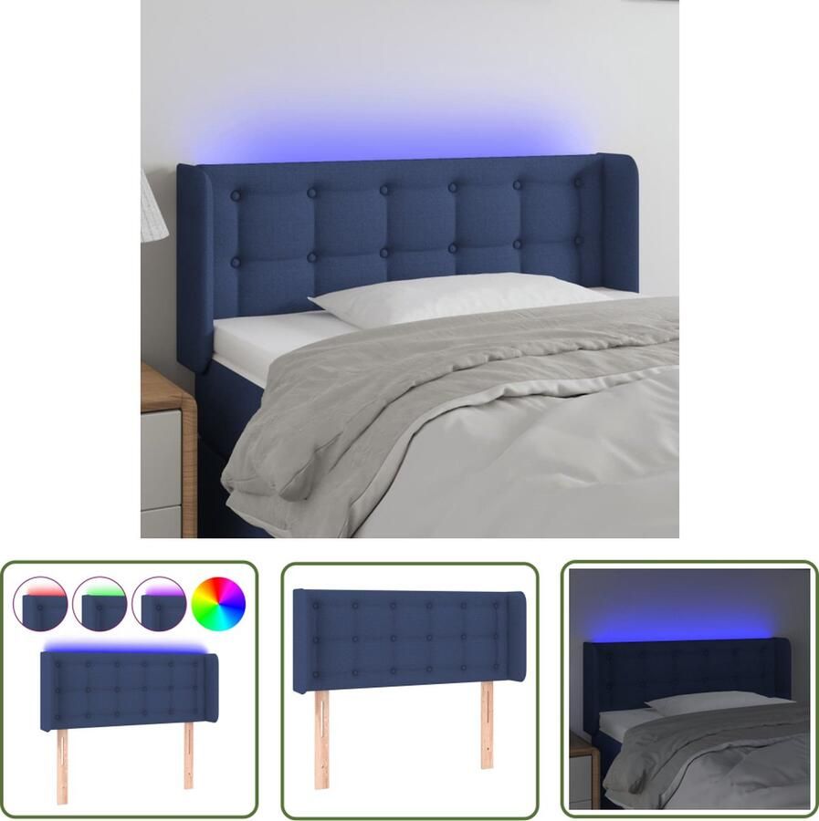 The Living Store Hoofdbord LED 103x16x78 88 cm stof blauw Hoofd Bord Led Hoofdbord Met Led Hoofdbord Blauw Led Lampen Slaapkamersdecoratie - Foto 2