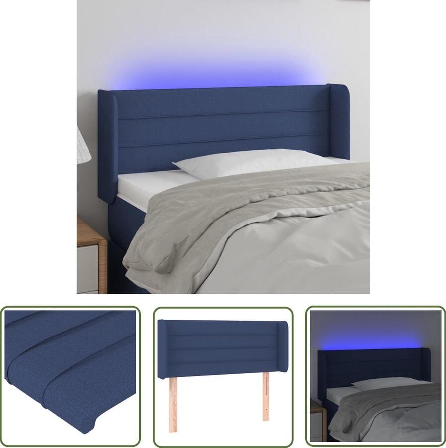 The Living Store Hoofdbord LED 103x16x78 88 cm stof blauw Hoofdboard Led Verlichting Blauwe Hoofdstoel Comfortabele Ondersteuning Slaapkamersdecoratie - Foto 2