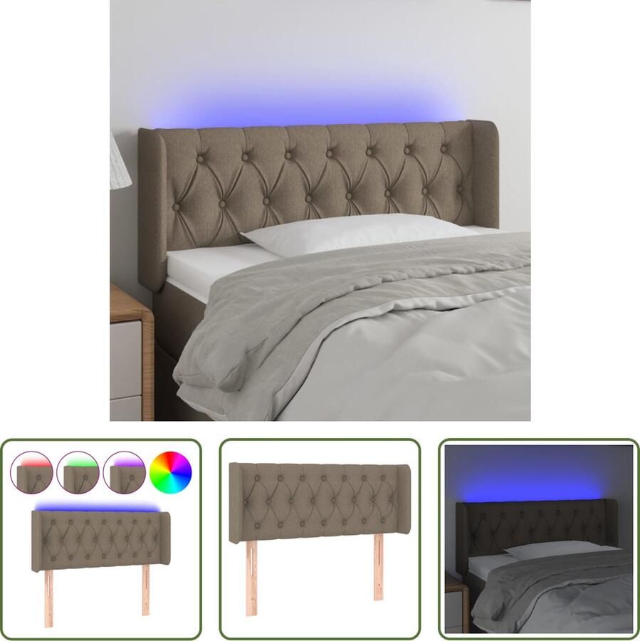 The Living Store Hoofdbord LED 103x16x78 88 cm stof taupe Hoofd Bord Led Bedhoofdbord Headboard Hoofdboard Slaapkamersdecoratie