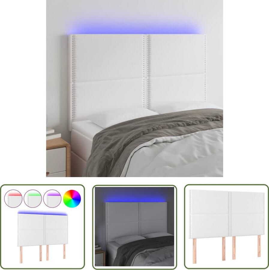 The Living Store Hoofdeinde LED-verlichting 144 x 5 x 118 128 cm Verstelbare hoogte Duurzaam kunstleer Hoofd Bord Led Verlichting Hoofdbord Slaap Kamer Meubilair Kunstleder