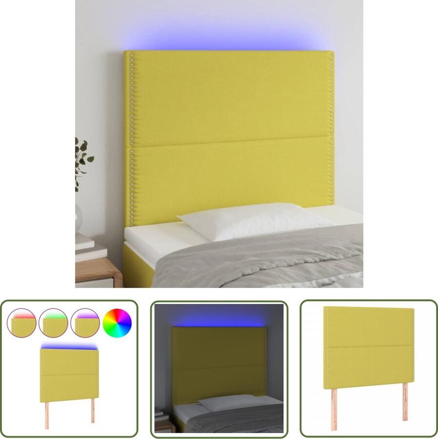 The Living Store Hoofdeind Groen LED-strip 80x5x118 128 cm Hoofd Bord Led Hoofdbord Groene Hoofdbord Bedroom Decor Slaapkamersdecor
