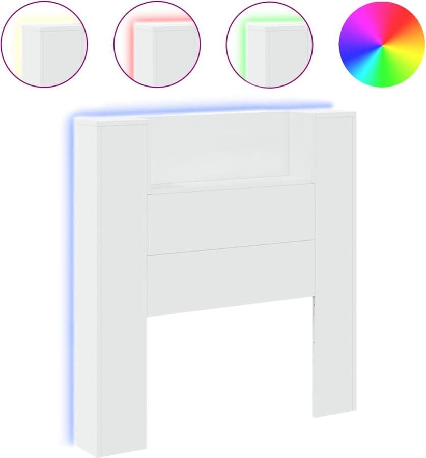 The Living Store Hoofdbord LED Verlichting 100 x 16.5 x 103.5 cm Trendy Design Hoofdbord Led Verlichting Slaapkamer Houten Hoofdbord Tv Headboard - Foto 2