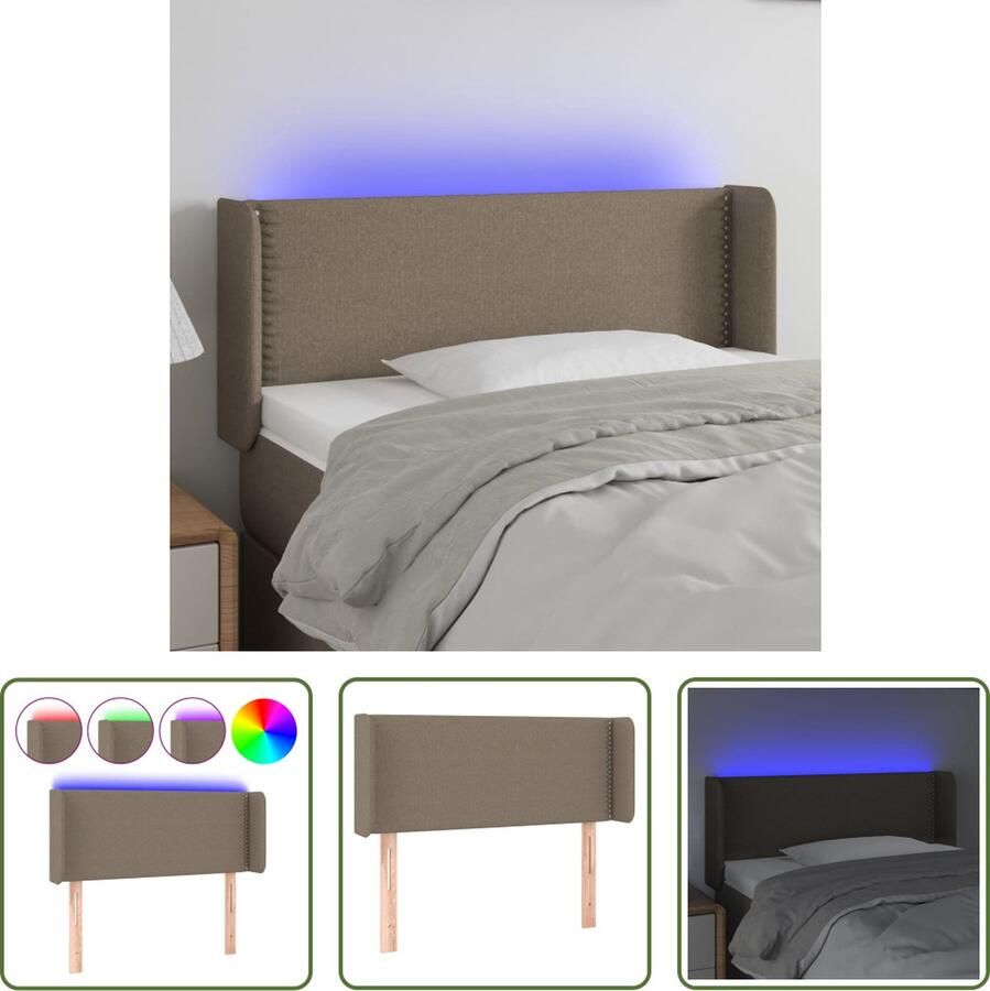 The Living Store Hoofdbord LED Verstelbaar 93x16x78 88 cm Kleur- Taupe Hoofd Bord Led Hoofdbord Met Verlichting Hoofdbord Taupe Led Headboard Slaapkamers Decoratie