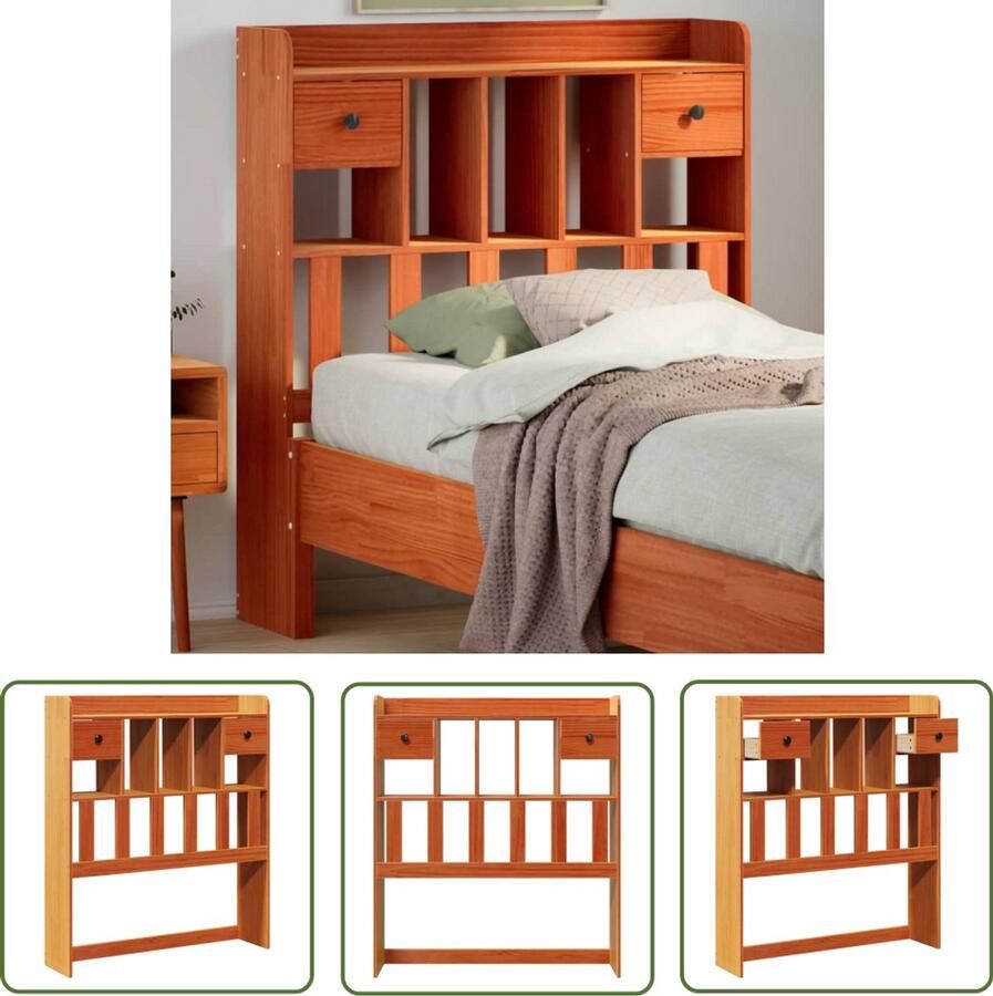 The Living Store Hoofdbord met opbergruimte 100 cm massief grenenhout wasbruin Hoofdbord Houten Hoofdbord Hoofdbekleding Slaapkamervloer Opbergoplossing