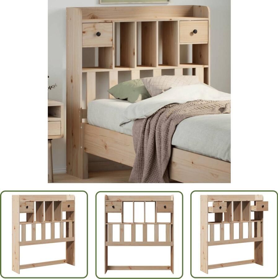 VidaXL Hoofdbord 75 cm Massief Grenenhout Hoofdbord Beddecoratie Houten Hoofdbord Opberghoofd Bord Slaapkamerstijl