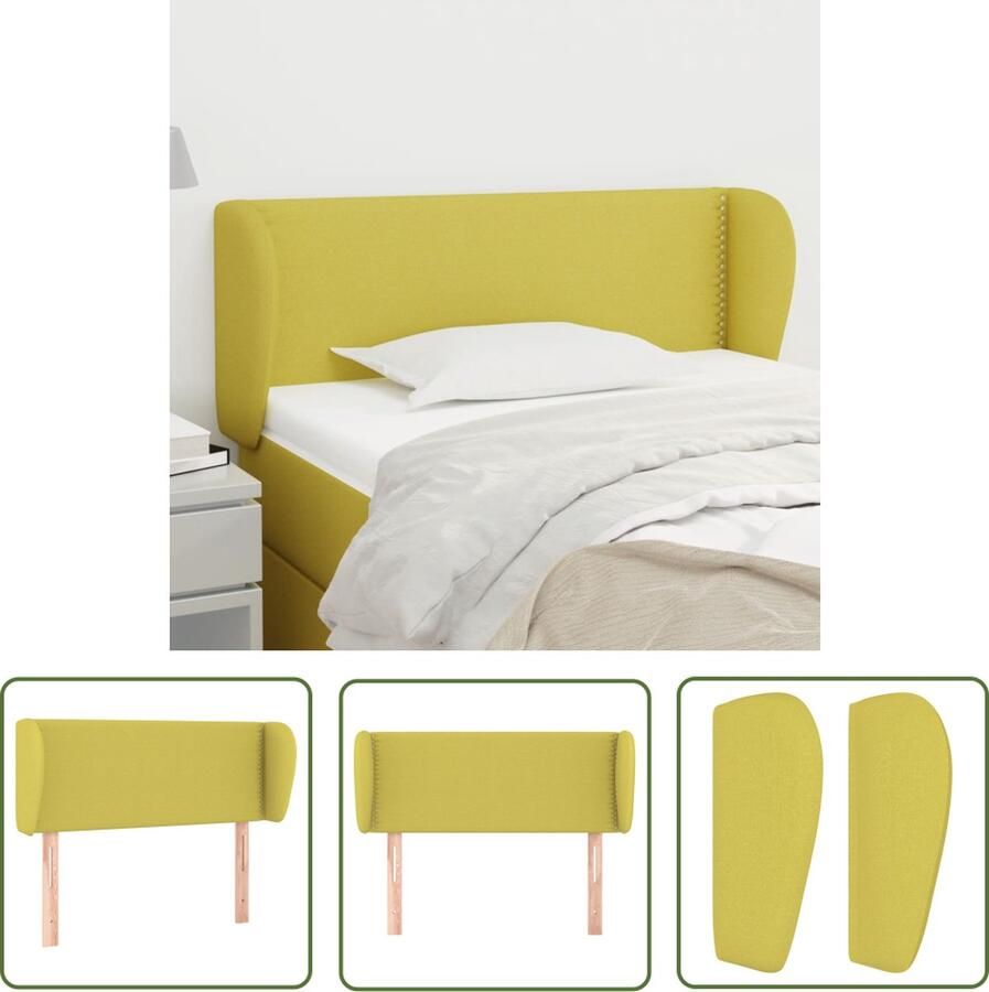 The Living Store Hoofdeind Groen 103 x 23 x 78 88 cm Klassiek ontwerp verstelbare hoogte en stevige poten Hoofd Bord Hoofdkussen Stoffen Hoofdbord Klassiek Hoofdbord Groen Hoofdbord