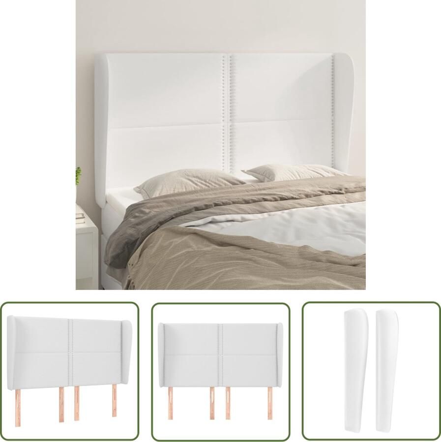 The Living Store Hoofdbord Hoofdeind met verstelbare hoogte Wit kunstleer 147x23x118 128 cm Hoofd Bord Hoofdeinde Beddecoratie Slaapkamers Meubels