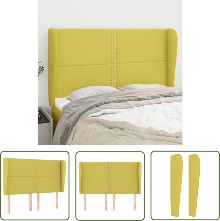 The Living Store Hoofdeind Groen 147 x 23 x 118 128 cm Trendy ontwerp Duurzaam materiaal Stevige poten Verstelbare hoogte Hoofd Bord Hoofdeinde Bedding Slaapkamers Stoffen Hoofdbord