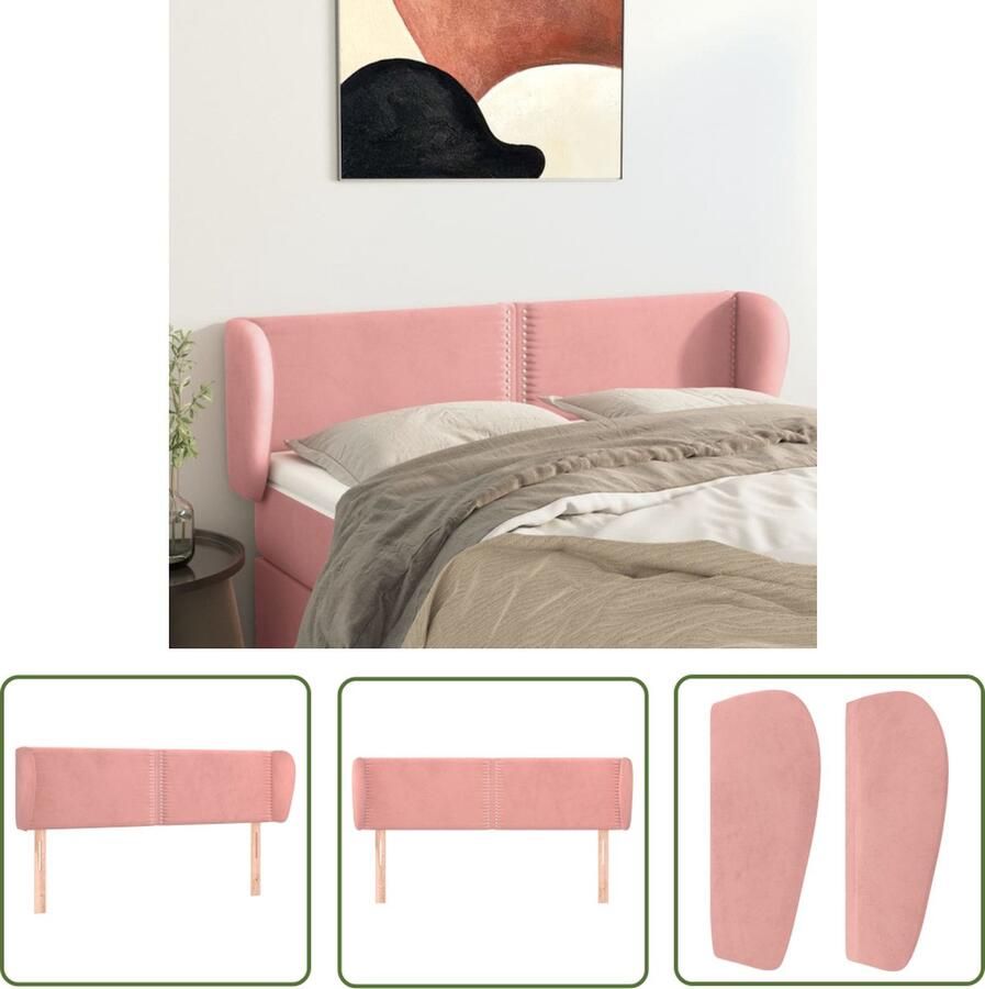 The Living Store Hoofdbord Fluweel Verstelbare Hoogte Stevige Poten Comfortabele Ondersteuning Klassiek Ontwerp Roze 147x23x78 88 cm Hoofd Bord Fluweel Hoofdbord Roze Hoofdbord Klassiek Hoofdbord Met Oren