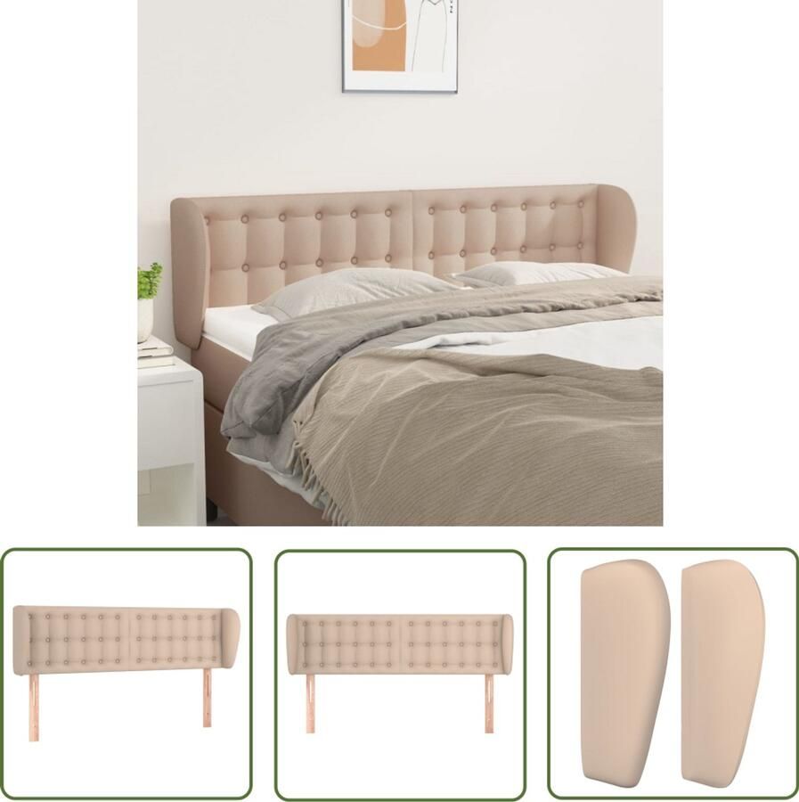 The Living Store Hoofdbord met randen 147x23x78 88 cm kunstleer cappuccinokleur Hoofd Bord Kapstok Beddecoratie Bedroom Decor Bruine Kamer - Foto 2