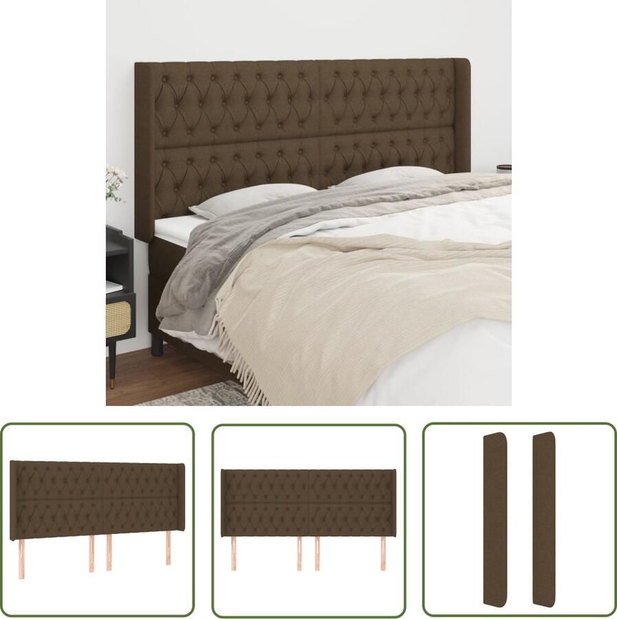 The Living Store Hoofdbord Donkerbruin 183 x 16 x 118 128 cm Duurzaam materiaal Hoofd Bord Hoofdkussen Beddecoratie Bedroom Decor Donkere Kleuren