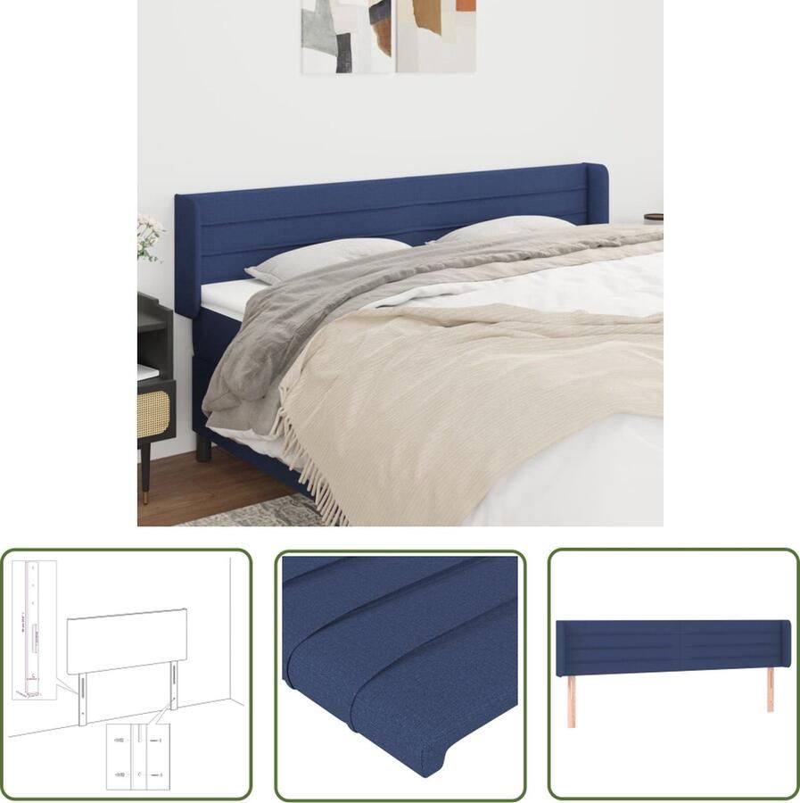 The Living Store Hoofdbord met randen 183x16x78 88 cm stof blauw Hoofd Bord Hoofdbord Beddecoratie Slaapkamers Blauwwaren - Foto 2