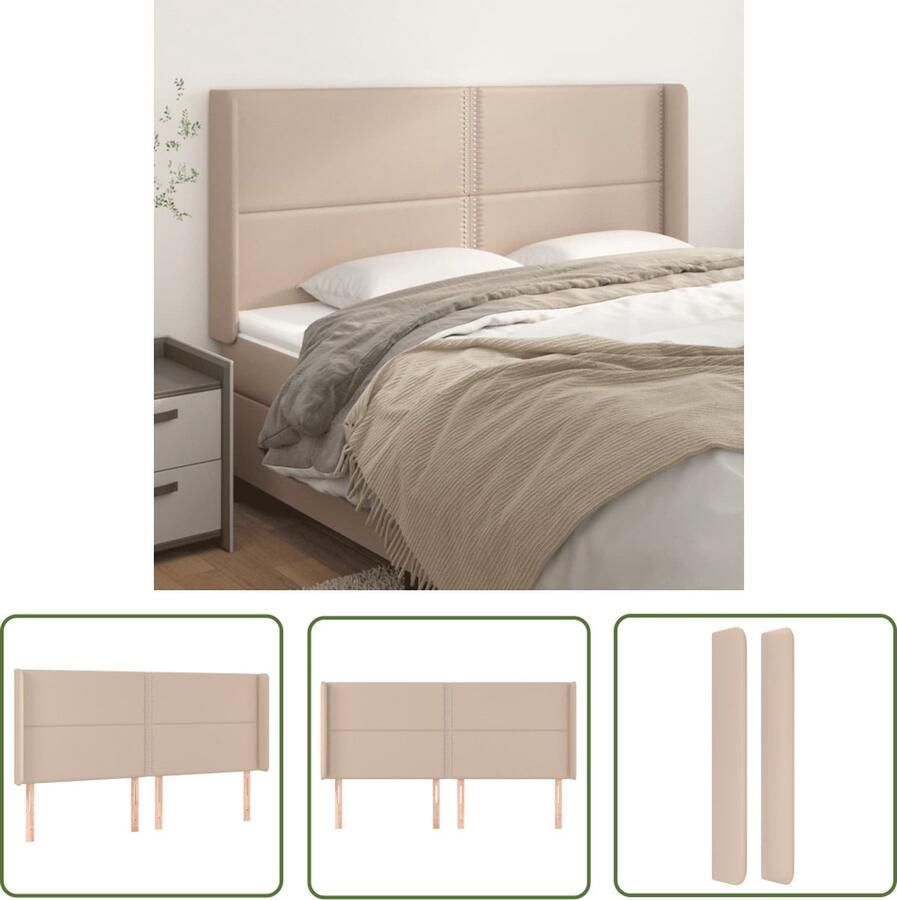 The Living Store Hoofdeind Cappuccino Kunstleer 203x16x118 128 cm Duurzaam + Verstelbaar Hoofd Bord Hoofdkussen Kapstok Bedroom Decor Slaapkamersdecoratie