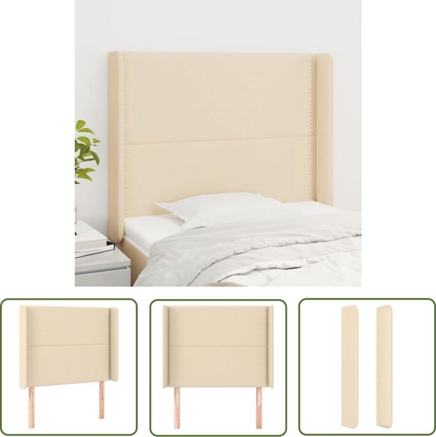 The Living Store Hoofdeind Classic Hoofdbord voor Bed met Verstelbare Hoogte Crème 83x16x118 128 cm Hoofd Bord Hoofdkussen Beddecoratie Bedroom Decor Klassiek Hoofdbord