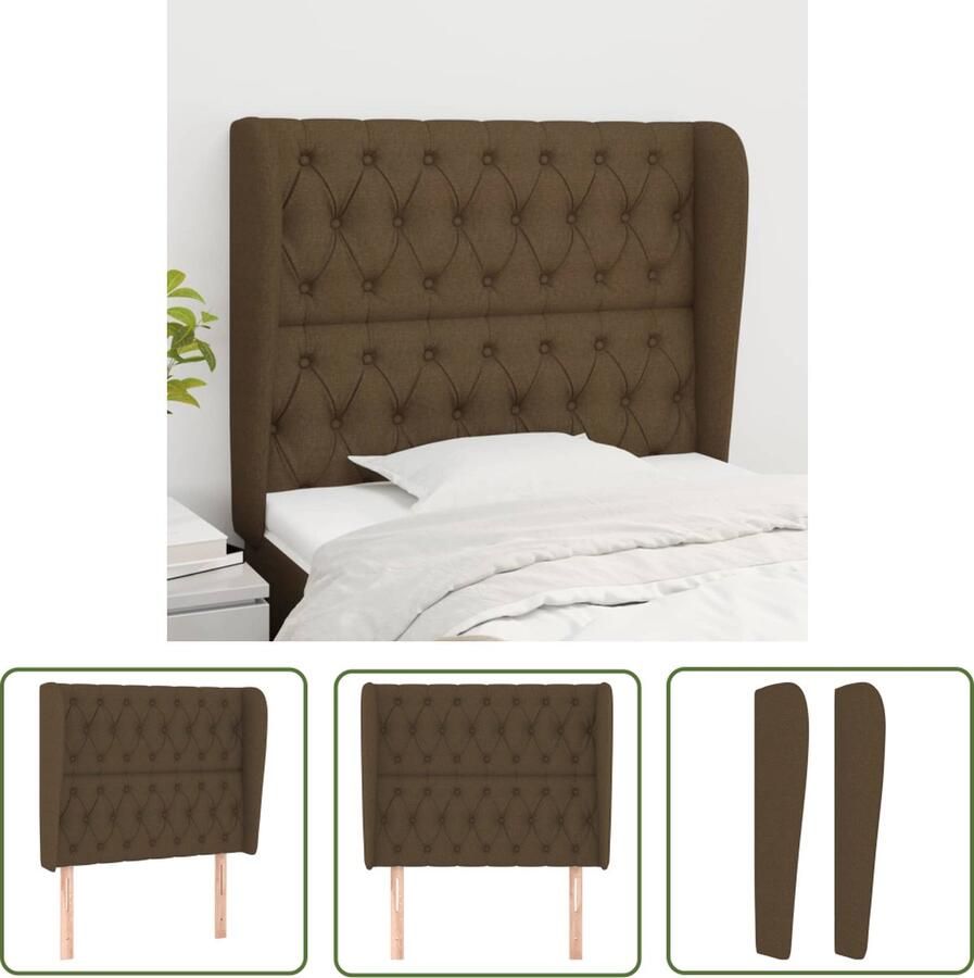 The Living Store Klassiek Hoofdbord Donkerbruin 93 x 23 x 118 128 cm Ademend en Duurzaam Hoofd Bord Hoofdkussen Beddecoratie Klassiek Hoofdbord Donkere Meubels