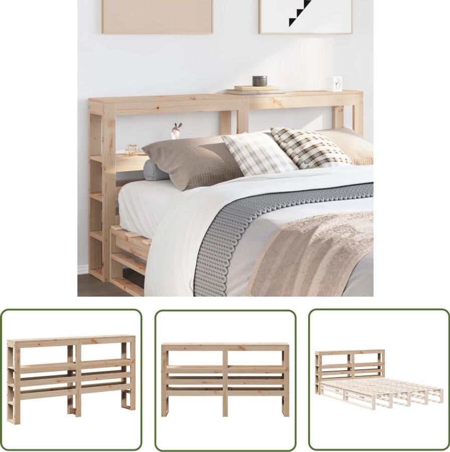 The Living Store Hoofdbord met schappen 135 cm massief grenenhout Hoofdbord Houten Hoofdbord Grenenhout Hoofdbord Hoofdbekleding Slaapkamervloer