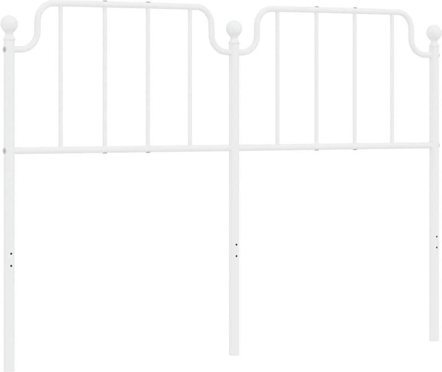 The Living Store Hoofdbord Metaal 156 x 102 cm Wit Rond buis ontwerp Hoofdbord Hoofdboard Beddecoratie Slaapkamervloerisolator Metalen Hoofdbord - Foto 3