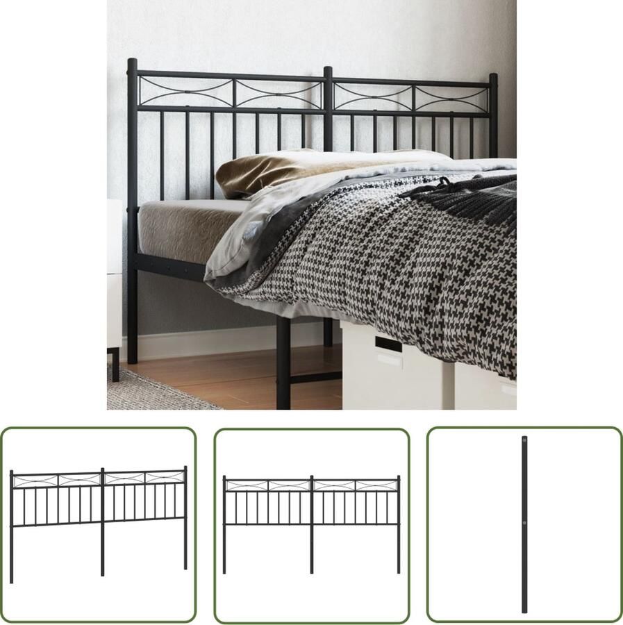 The Living Store Hoofdbord Metaal 166 x 3 x 91 cm Zwart