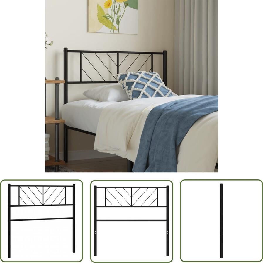 The Living Store Hoofdbord Metalen Bed Zwart 105x3x90 cm Robuuste constructie Hoofdbord Hoofd Bord Metalen Hoofdbord Zwarte Hoofdbord Bed