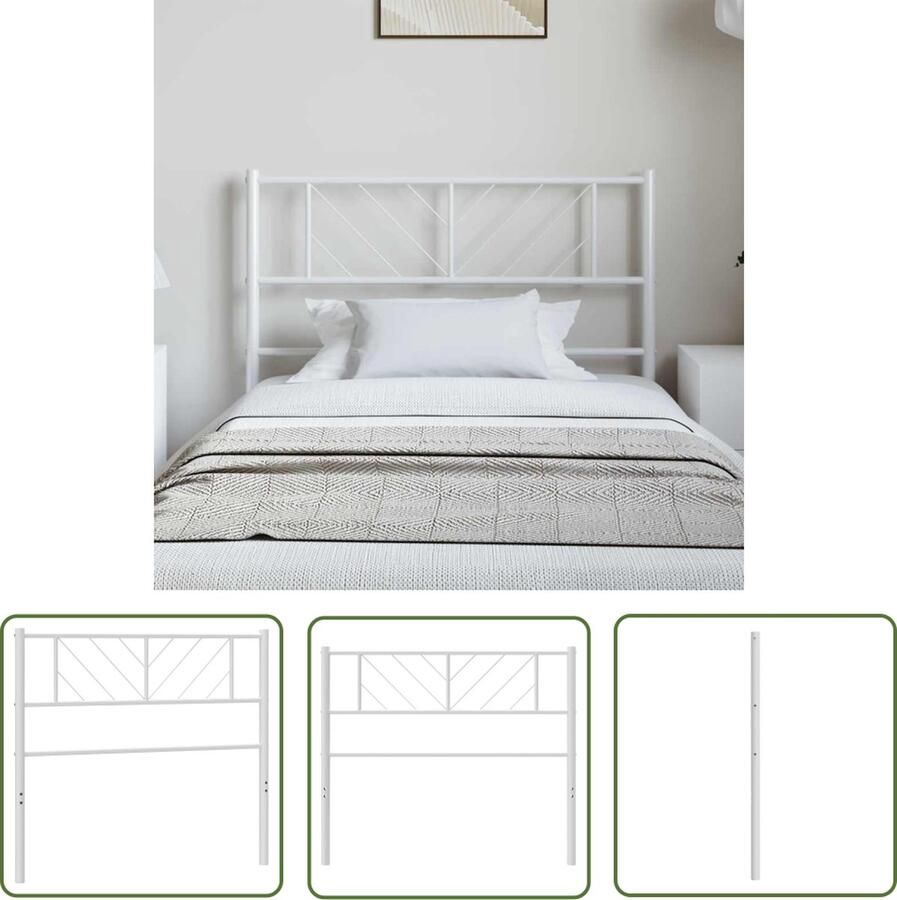 The Living Store Hoofdbord metalen bedframe 105 x 3 x 90 cm wit Hoofdbord Hoofdbekleding Beddecoratie Metalen Hoofdbord Wit Hoofdbord
