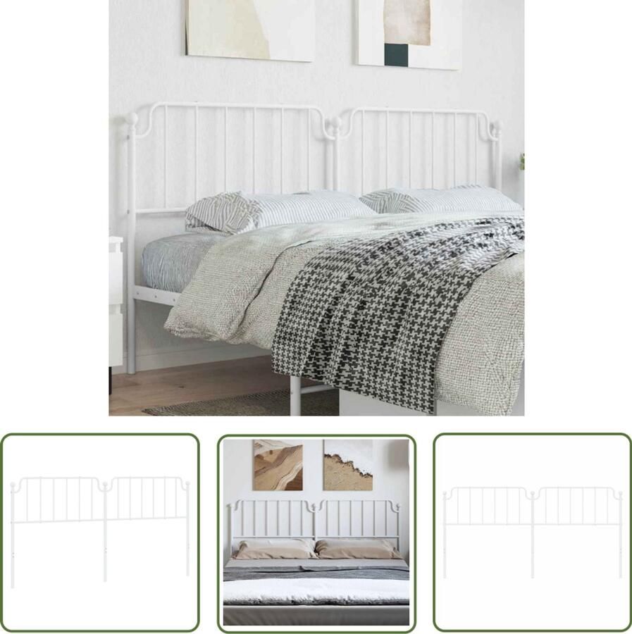 The Living Store Hoofdbord Metalen Bedframe 198 x 102 cm Wit Staal Hoofdbord Hoofdbed Metalen Hoofdbord Witte Hoofdbord Beddecoratie