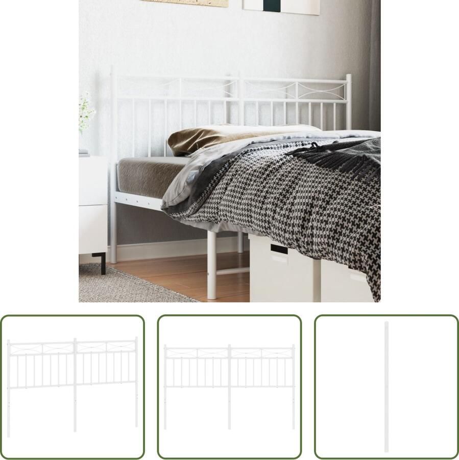 The Living Store Hoofdbord Metalen Bedhoofd Wit 142 x 3 x 91 cm Robuuste constructie
