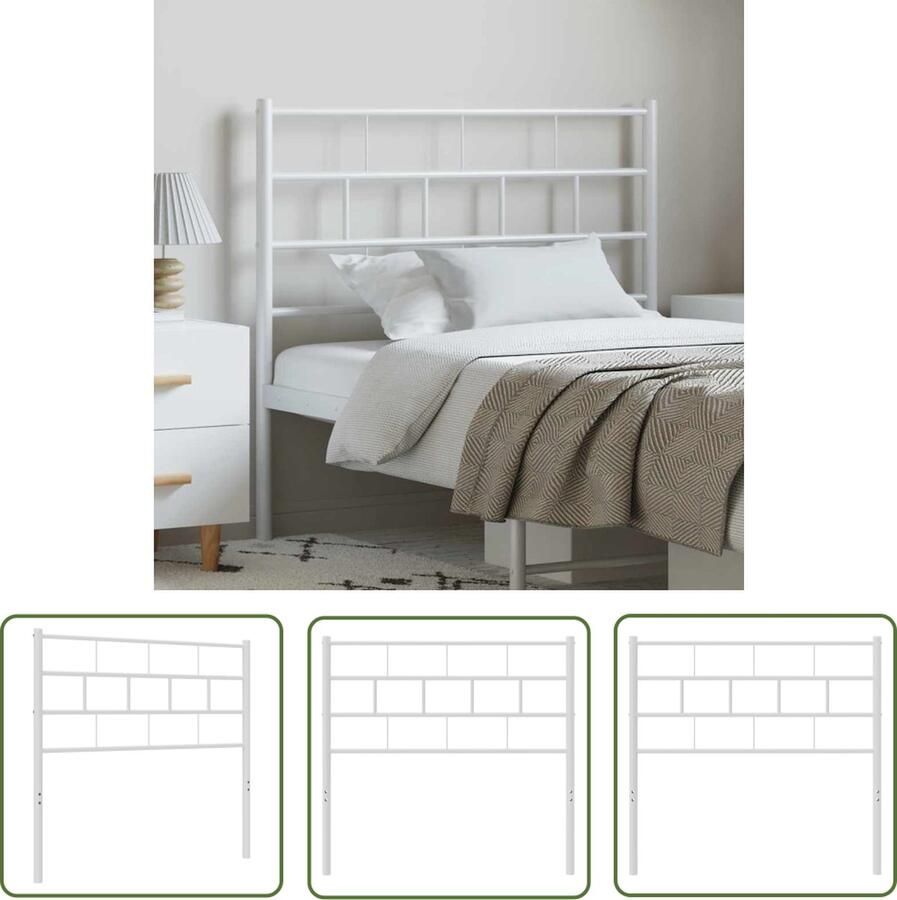 The Living Store Hoofdbord Metalen constructie Robuust Stabiel Comfortabele ondersteuning Wit 105 x 3 x 90 cm Hoofdbord Beddecoratie Hoofdbekleding Metalen Hoofdbord Wit Hoofdbord