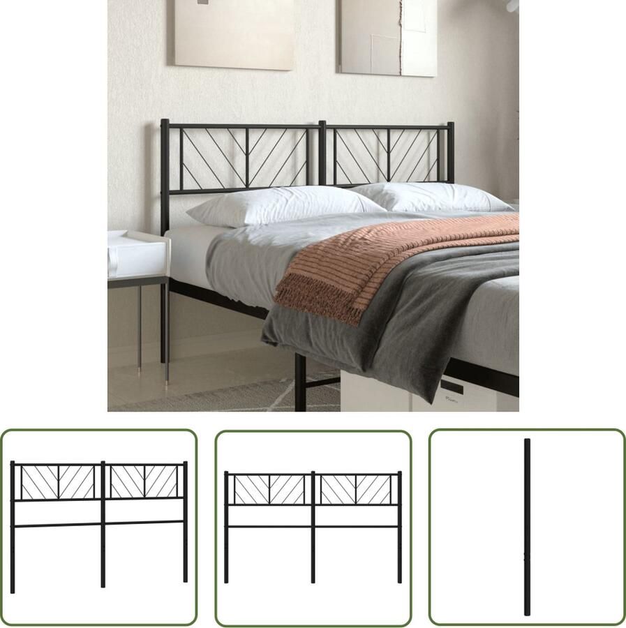The Living Store Hoofdbord Metalen Hoofdbord 125 x 90 cm Zwart
