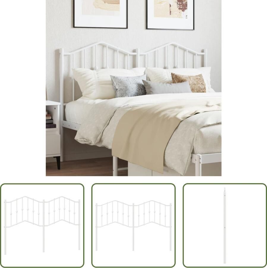 The Living Store Hoofdbord Metalen Hoofdbord 142 x 4 x 98 cm Met Stevige Poten Wit Hoofdbord Hoofdbekleding Beddecoratie Metalen Hoofdbord Wit Hoofdbord