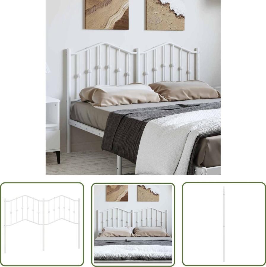 The Living Store Hoofdbord Metalen Hoofdbord 142 x 4 x 98 cm Met Stevige Poten Wit Hoofdbord Hoofdbekleding Beddecoratie Metalen Hoofdbord Wit Hoofdbord - Foto 2