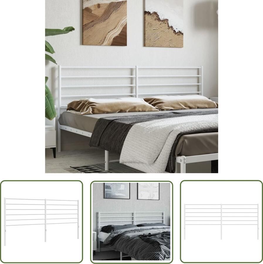 The Living Store Hoofdbord Metalen Hoofdbord Wit 206 x 3 x 90 cm Voor Bedden met Ronde Buizen Hoofdbord Hoofdboard Metalen Hoofdbord Wit Hoofdbord Beddecoratie