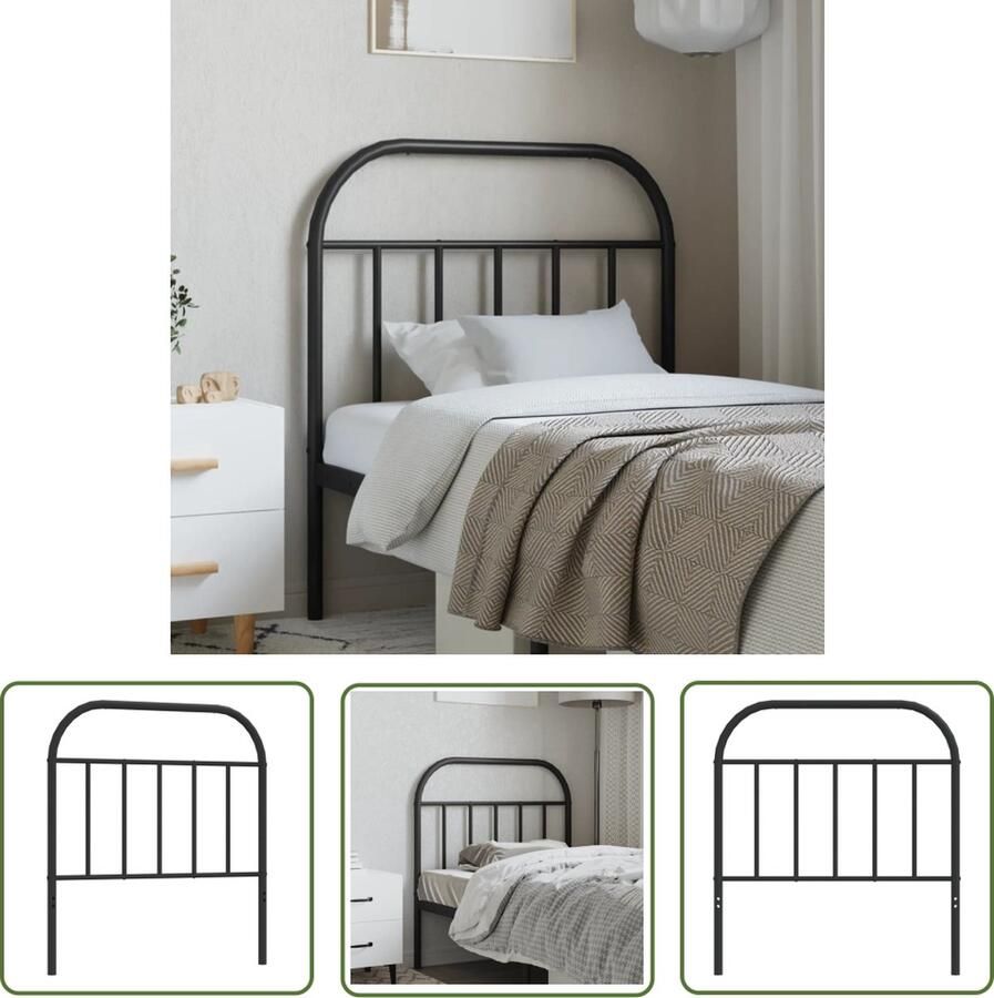 The Living Store Hoofdbord Robuuste metalen constructie Stevige en stabiele poten Comfortabele ondersteuning Kleur- zwart Materiaal- staal Afmetingen- 85 x 3 x 100 cm Geschikt voor 80 cm brede matras