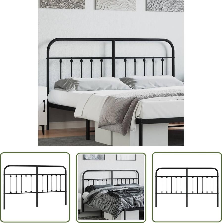 The Living Store Hoofdbord Robuuste metalen constructie Stevige en stabiele poten Comfortabele ondersteuning Kleur- zwart Afmetingen- 166 x 3 x 100 cm Geschikte matrasbreedte- 160 cm Montage vereist