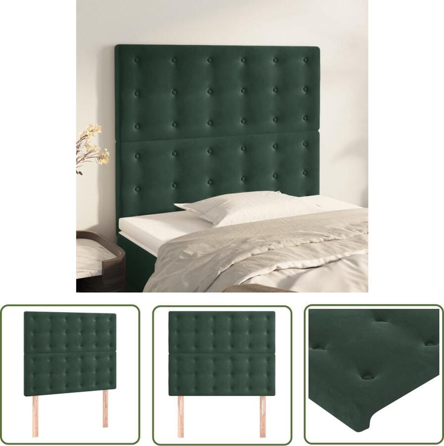 The Living Store Hoofdbord s Bedaccessoires 80 x 5 x 118 128 cm Donkergroen