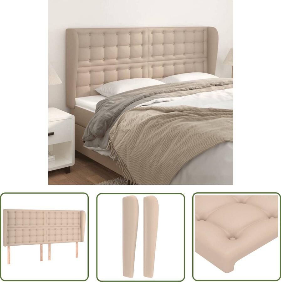 The Living Store Hoofdbord s Hoofdeind 203 x 23 x 118 128 cm Duurzaam kunstleer Cappuccino Hoofd Bord Hoofdeinde Beddecoratie Kapstok Bedroom Decor