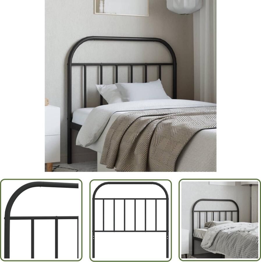 The Living Store Hoofdbord metaal zwart 107 cm Bedonderdeel