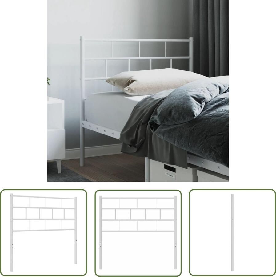 The Living Store Hoofdbord Staal 95 x 3 x 90 cm Wit