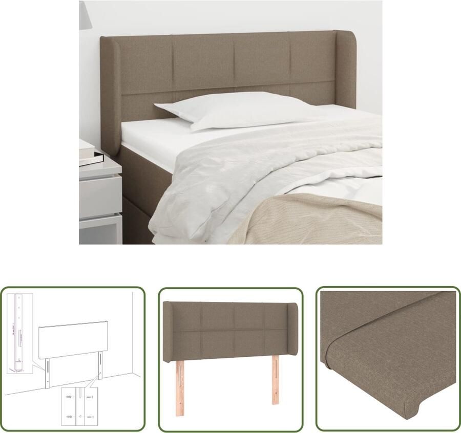 The Living Store Hoofdbord Trendy Design Bedombouw 93 x 16 x 78 88 cm Taupe Stof Hout Hoofd Bord Beddecoratie Hoofdkussen Slaapcomfort Stoffen Hoofdbord