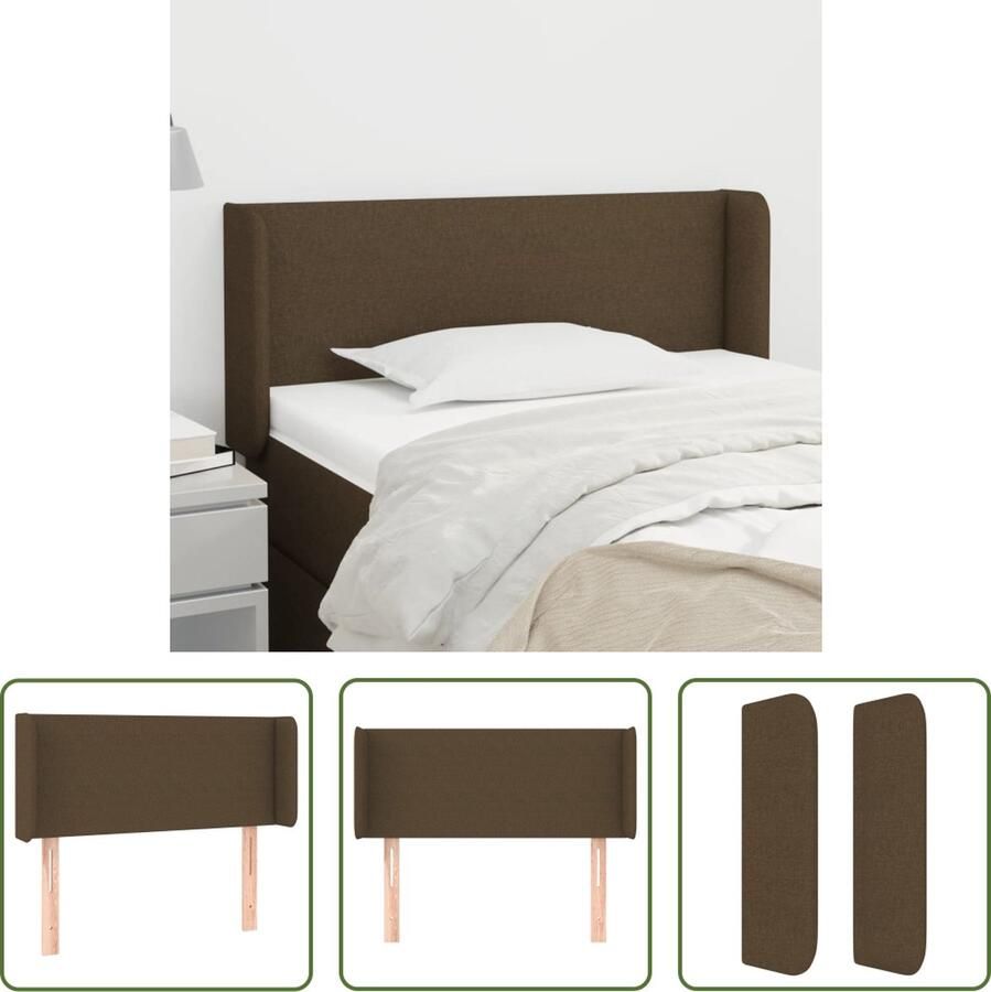 The Living Store Hoofdbord met randen 83x16x78 88 cm stof donkerbruin Hoofd Bord Hoofdeinde Bed Accessoires Donkere Meubels Stoffen Hoofdborden