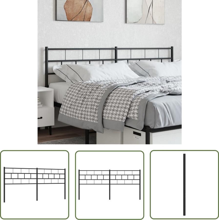 The Living Store Hoofdbord Zwarte Staal 187 x 3 x 90 cm Robuuste Constructie Hoofdbord Hoofdboard Staal Hoofdbord Zwart Hoofdbord Beddecoratie - Foto 2