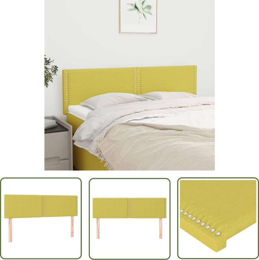 The Living Store Hoofdeind Groen 144 x 5 x 78 88 cm Duurzaam en Comfortabel Hoofd Bord Hoofdeinde Bedding Slaapkamers Stoffen Hoofdbord