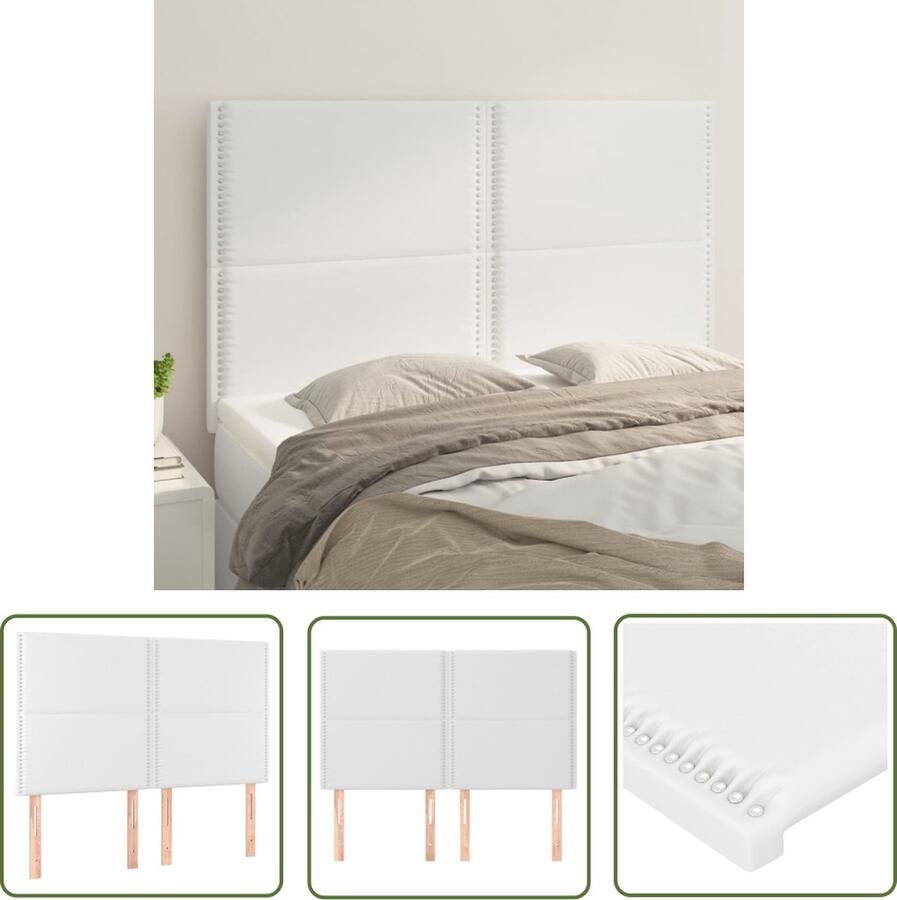 The Living Store Hoofdborden 4 st 72x5x78 88 cm kunstleer wit Hoofd Bord Beddecoratie Hoofdkussen Slaapkamer Decoratie Stoffen Hoofdbord