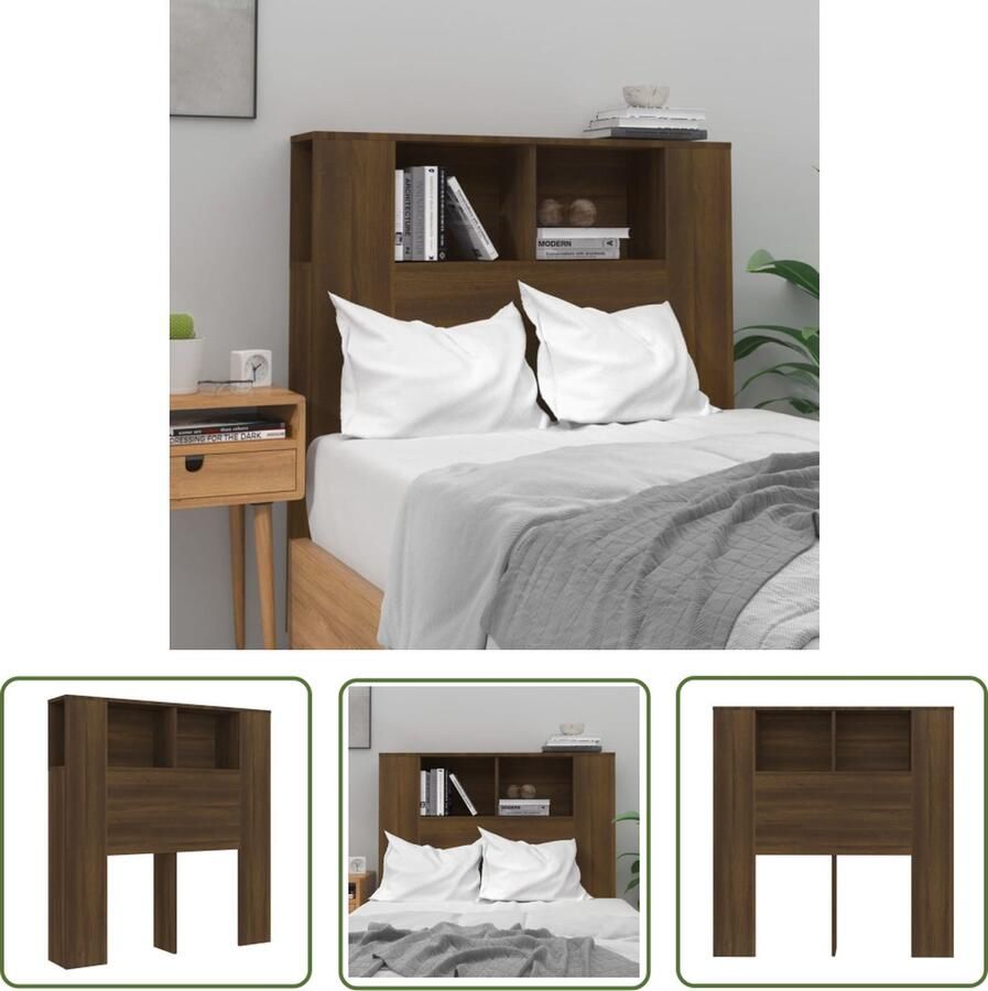 The Living Store Hoofdbordkast Wandmontage 100 x 18.5 x 104.5 cm Bruineiken Hoofd Bordkast Hoofdkast Wandmontering Slaapkamerdecoratie Houten Hoofdbord