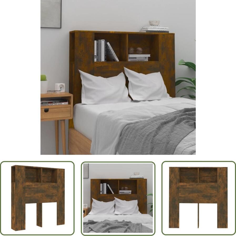 The Living Store Hoofdbordkast Gerookt Eiken Wandmontage 100 x 18.5 x 104.5 cm Hoofd Bordkast Hoofdbord Slaapkamer Meubels Houten Hoofdbord Wandmontering