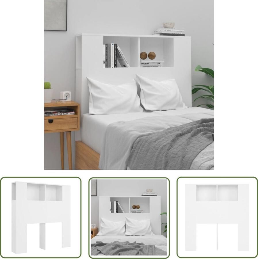 The Living Store Hoofdbordkast Wandhoofdbordkast 100 x 18.5 x 104.5 cm Wit Hoofd Bord Hoofdkast Wand Headboard Slaap Kamer Meubels Houten Hoofdbord